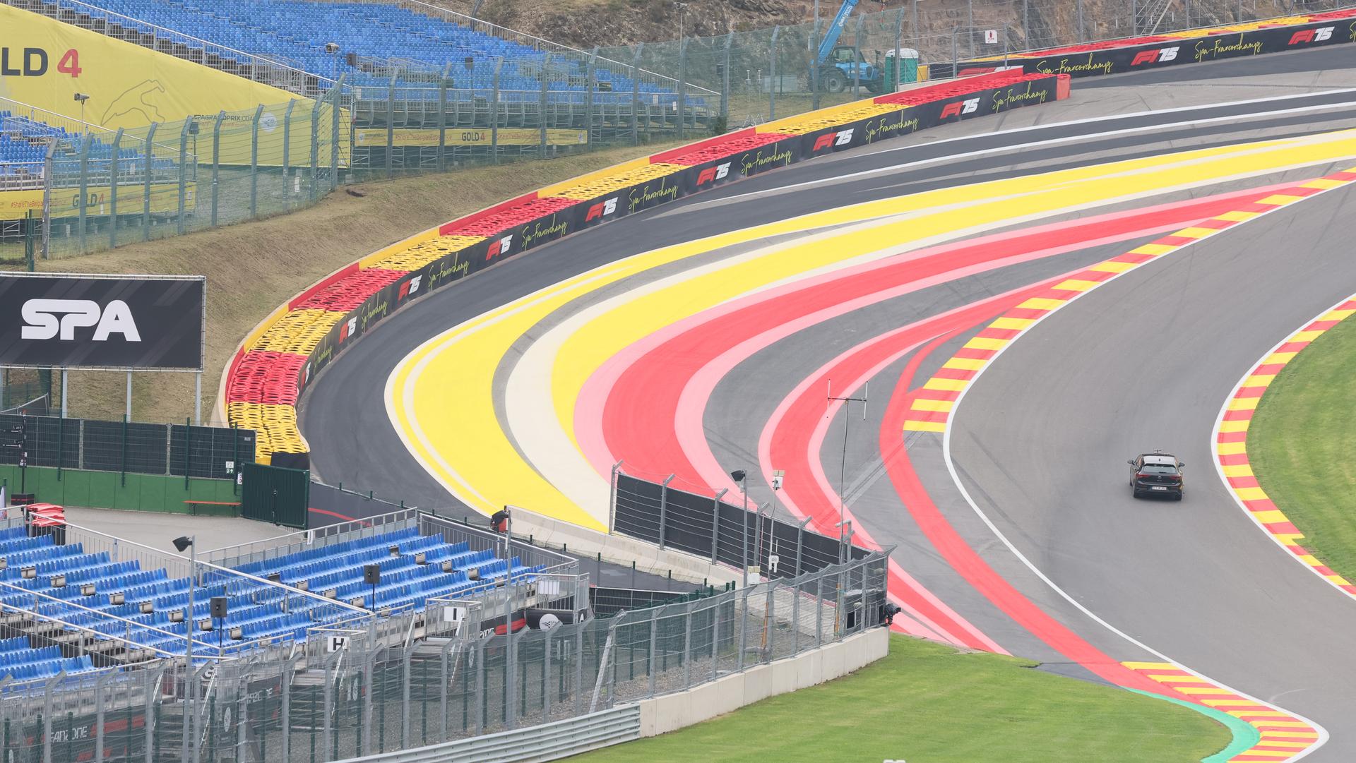 The track pictured during preparations for the Grand Prix F1 of Belgium race, in Spa-Francorchamps, Thursday 24 July 2025. The Spa-Francorchamps Formula One Grand Prix takes place this weekend, from July 24th to July 27th. BELGA PHOTO BENOIT DOPPAGNE
