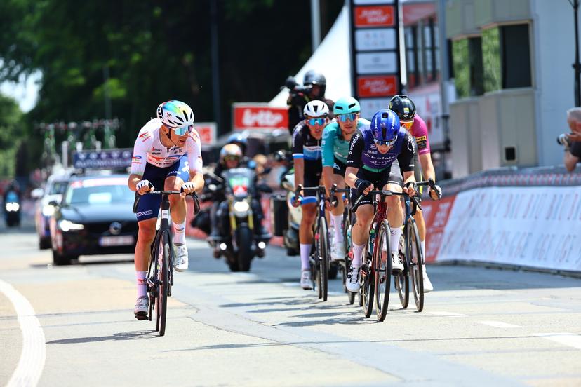 French Samuel Leroux of TotalEnergies pictured in action during the Elfstedenronde one day cycling race, race 4 (out of 8) of the Lotto Belgium  Cup, 196 km with start and finish in Brugge, Sunday 15 June 2025. BELGA PHOTO DAVID PINTENS