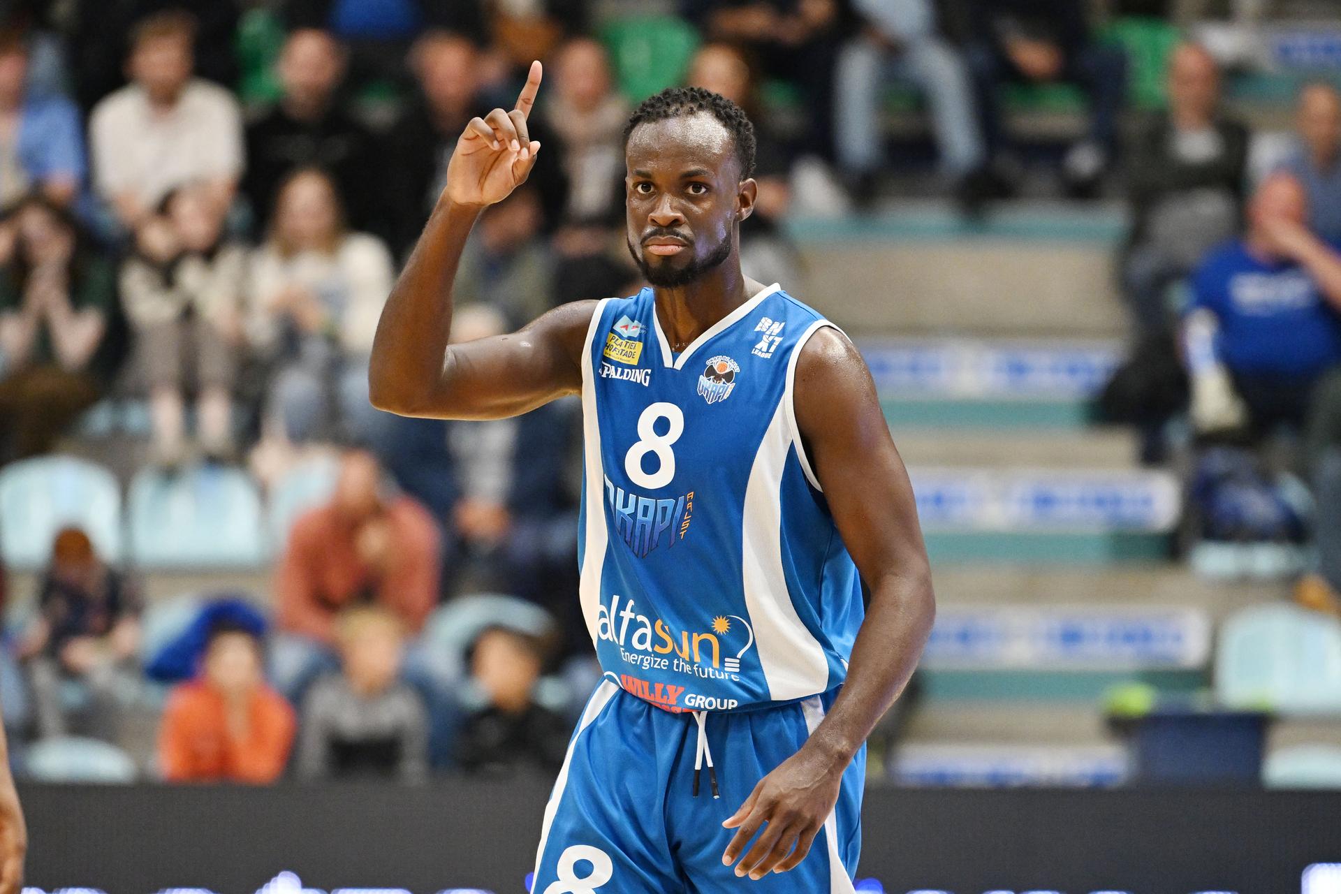Aalst's Sigfredo Casero-Ortiz pictured during a basketball match between Mons-Hainaut and Okapi Aalstar, Saturday 28 September 2024 in Mons, on day three of the 'BNXT League' first division basket championships. BELGA PHOTO MAARTEN STRAETEMANS