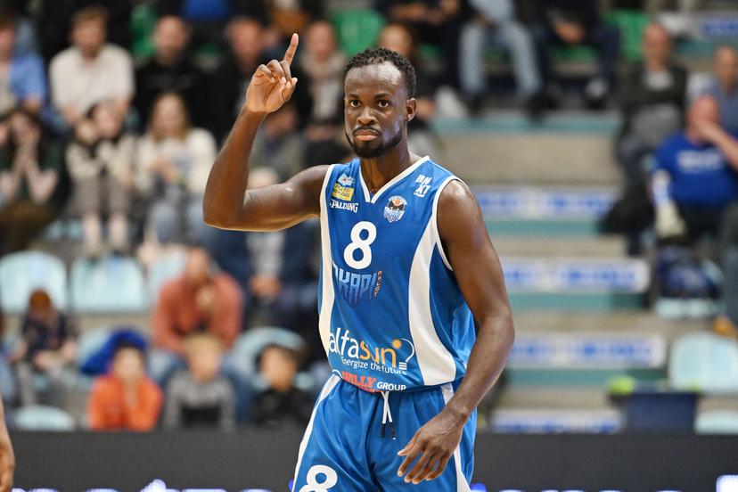 Aalst's Sigfredo Casero-Ortiz pictured during a basketball match between Mons-Hainaut and Okapi Aalstar, Saturday 28 September 2024 in Mons, on day three of the 'BNXT League' first division basket championships. BELGA PHOTO MAARTEN STRAETEMANS