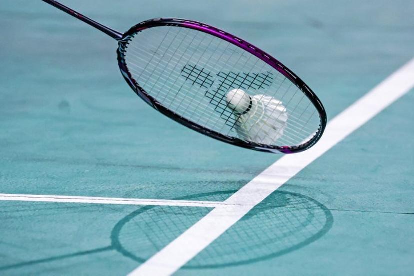 Japan's Kenta Nishimoto hits a return to India's Srikanth Kidambi during their men's singles match on day two of the Australia Open badminton tournament in Sydney on August 2, 2023.   DAVID GRAY / AFP