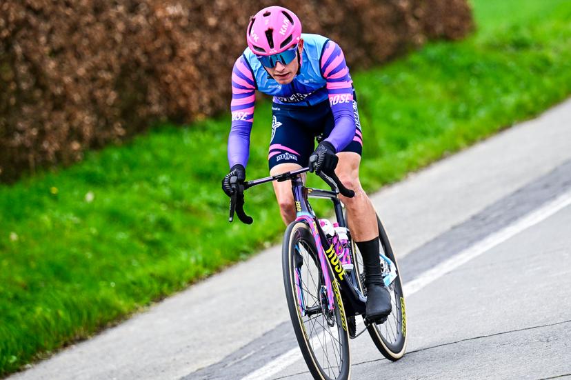 French Ronan Auge of Unibet Rose Rockets pictured in action during the 'E3 Saxo Bank Classic' one day cycling race, 208,8km from and to Harelbeke, on Friday 27 March 2026. BELGA PHOTO JASPER JACOBS