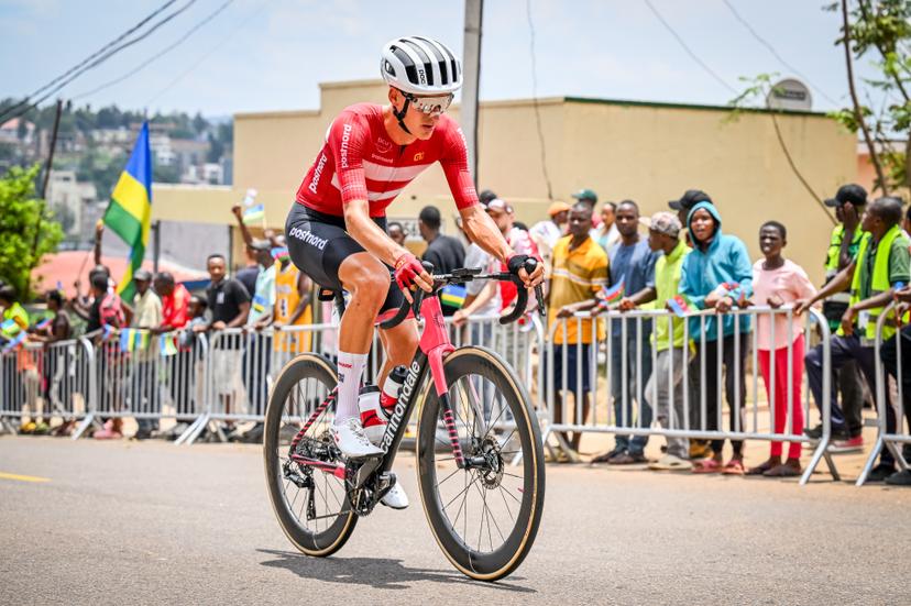 Danish Mikkel Frolich Honore pictured in action during the elite men road race (267,5 km) at the cycling road World Championships in Kigali, Rwanda, Sunday 28 September 2025. The 2025 UCI Road World Championships take place from 21 to 28 September in Kigali, Rwanda. BELGA PHOTO DIRK WAEM