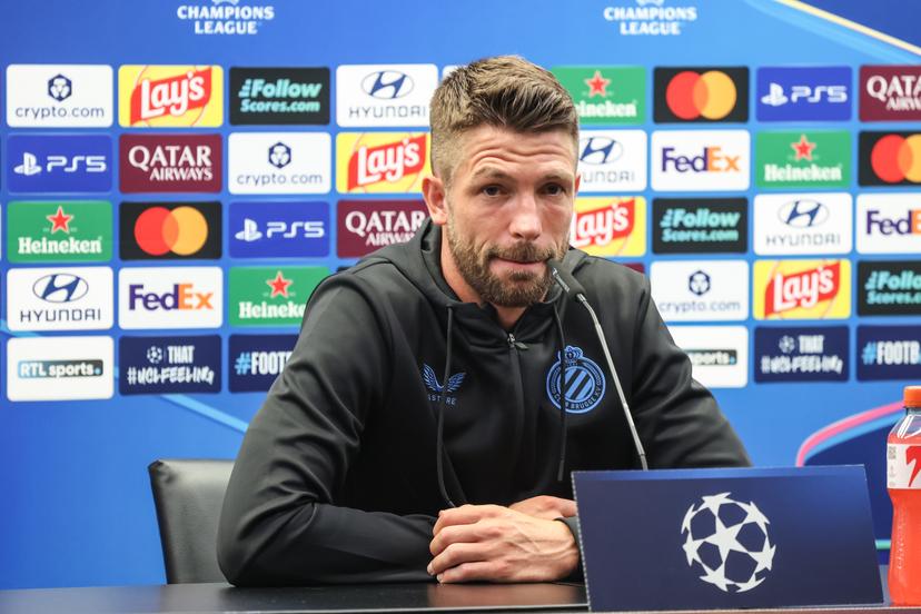 Club's Brandon Mechele is pictured during a press conference of Belgian soccer team Club Brugge KV, Monday 7 September 2026 in Knokke-Heist. Club is preparing for the first game in the UEFA Champions League league phase against English Aston Villa FC tomorrow. BELGA PHOTO BRUNO FAHY