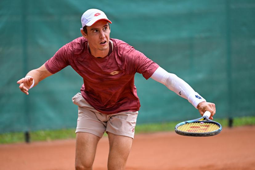Belgian Joran Vliegen is pictured in action during a training practice at the 'WAC Wiener Athletic Club' stadium, in preparation of the Davis Cup quelifiers between Belgium and Austria, in Vienna, on Thursday 17 September 2026.  BELGA PHOTO DAVID PINTENS