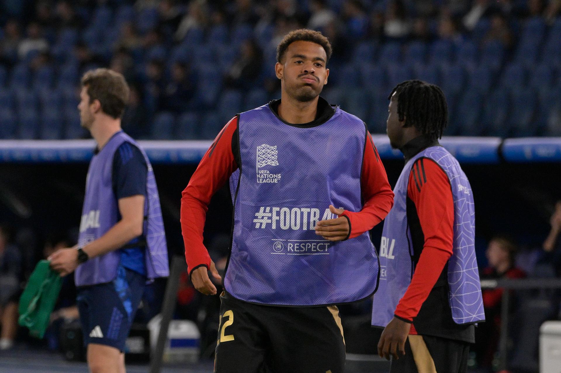 Belgium's Cyril Ngonge  during the UEFA Nations League 2024/25 Group 2 qualification football match between Italy and Belgium at the Olimpico stadium in Rome on October 10, 2021. (Photo by Fabrizio Corradetti / LaPresse) BELGIUM ONLY