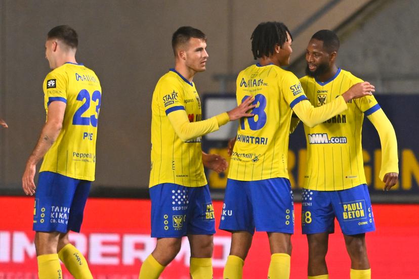 STVV's Nelson Ishiwatari; STVV's Abdoulaye Sissako and +pictured during a soccer match between Sint-Truidense VV, Sunday 18 October 2026 in Sint-Truiden, in the 1/16 final of the Croky Cup Belgian cup competition. BELGA PHOTO JOHAN EYCKENS