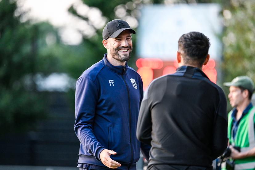 Sporting Hasselt's head coach Frédéric Frans pictured before a match between Jong Gent (KAA Gent's U23) and Sporting Hasselt, at the Chillax Arena, in Oostakker, Gent, Saturday 14 September 2024. BELGA PHOTO TOM GOYVAERTS