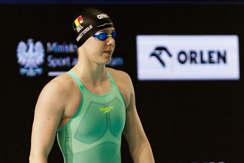 Belgian Roos Vanotterdijk pictured in action after the start of the 50 meter Butterfly at the European Aquatics Short Course Swimming Championships in Lublin, Poland, on Wednesday 03 December 2025. BELGA PHOTO NIKOLA KRSTIC