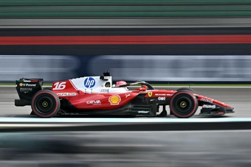 Ferrari's Monegasque driver Charles Leclerc drives during the second practice session ahead of the Formula One Bahrain Grand Prix in Sepang on October 2, 2026.  Lillian SUWANRUMPHA / AFP