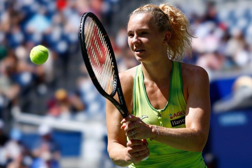 Czech Republic's Katerina Siniakova hits a return to Japan's Naomi Osaka during their women's singles second round tennis match on day five of the US Open tennis tournament at the USTA Billie Jean King National Tennis Center in New York City on September 3, 2026.  kena betancur / AFP