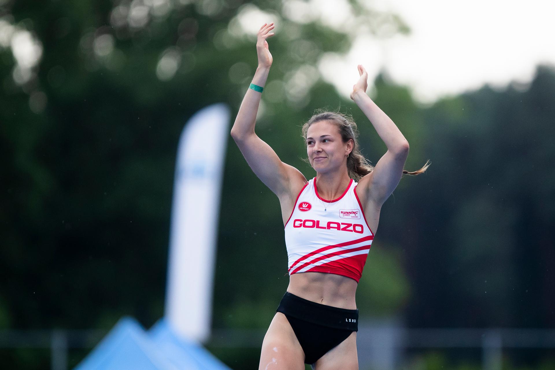 Belgian Elien Vekemans pictured during the 46th edition of the Nacht van de Atletiek' athletics meeting in Heusden-Zolder, Saturday 19 July 2025. BELGA PHOTO KRISTOF VAN ACCOM