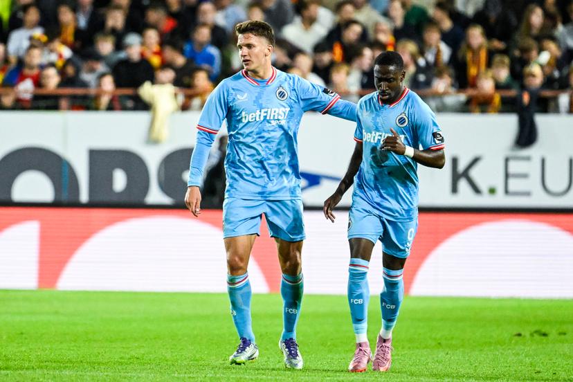 Club's Christos Tzolis celebrates after scoring during a soccer match between KV Mechelen and Club Brugge, Friday 01 August 2025 in Mechelen, on day 2 of the 2025-2026 'Jupiler Pro League' first division of the Belgian championship. BELGA PHOTO TOM GOYVAERTS