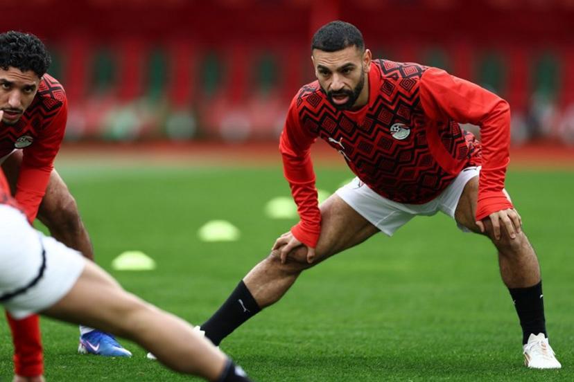 Egypt's forward #10 Mohamed Salah warms up ahead of the Africa Cup of Nations (CAN) Group B football match between Egypt and South Africa at Adrar Stadium in Agadir on December 26, 2025.   FRANCK FIFE / AFP