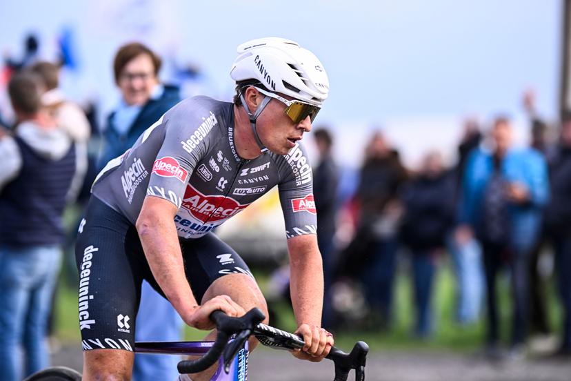 Belgian Jasper Philipsen of Alpecin-Deceuninck pictured in action during the men elite race of the 'Paris-Roubaix' one day cycling race, 259,2 km from Compiegne to Roubaix, France, on Sunday 13 April 2025. BELGA PHOTO JASPER JACOBS