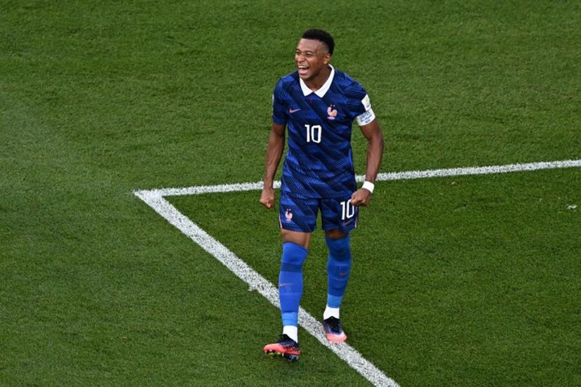 France's forward #10 Kylian Mbappe celebrates after winning the 2026 World Cup round of 16 football match between Paraguay and France at the Philadelphia Stadium in Philadelphia on July 4, 2026.   Jewel SAMAD / AFP