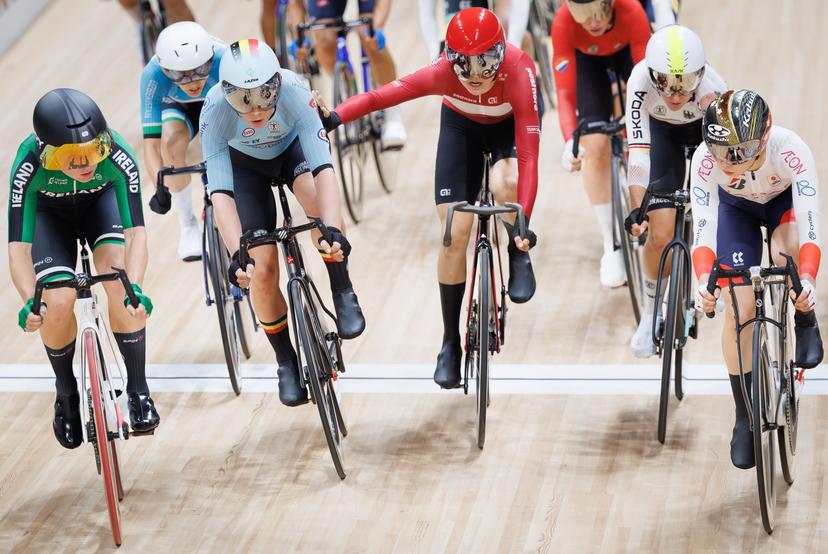 Belgian Lotte Kopecky pictured in action during the Scratch race of the Women's Omnium event at the UCI Track Cycling World Championships in Shanghai, China on Friday 16 October 2026. The worlds are taking place from 14 to 18 October 2026. BELGA PHOTO BENOIT DOPPAGNE