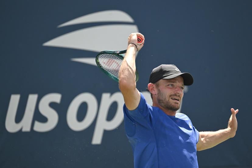 Belgian David Goffin pictured in action during a tennis match against French Halys, in the first round of the men's singles of the 2025 US Open Grand Slam tennis tournament in New York City, USA, Tuesday 26 August 2025. BELGA PHOTO TONY BEHAR