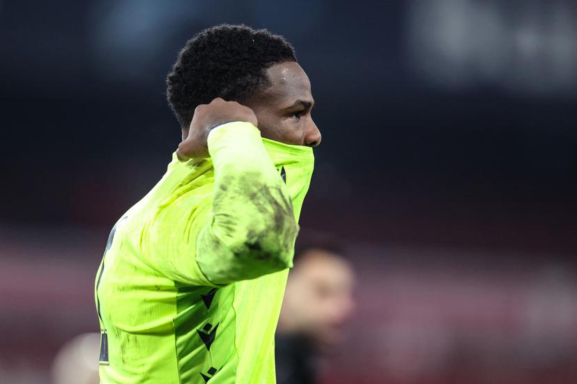 Standard's goalkeeper Matthieu Epolo looks dejected after a soccer match between Standard de Liege and KAA Gent, Friday 23 January 2026 in Liege, on day 21 of the 2025-2026 'Jupiler Pro League' first division of the Belgian championship. BELGA PHOTO BRUNO FAHY
