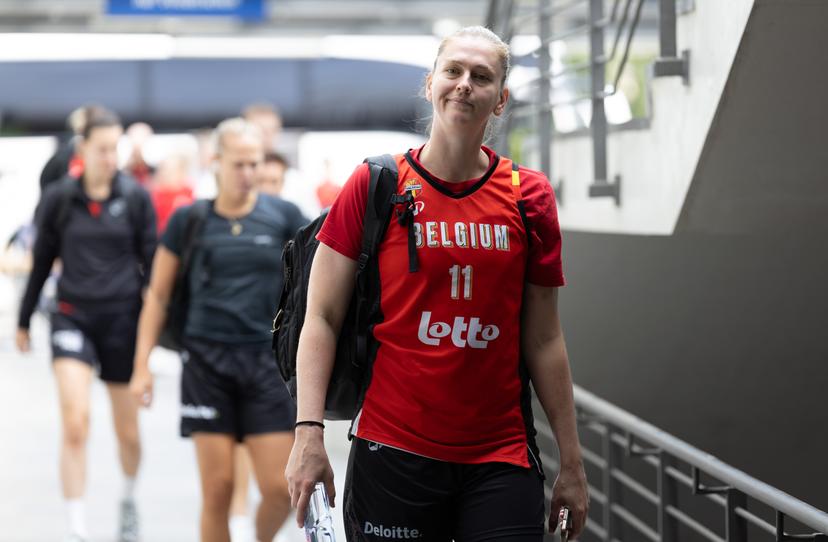 Belgium's Emma Meesseman arrives for a training session of Belgian national basketball team Belgian Cats, in Berlin, Germany on Wednesday 9 September 2026. The FIBA Women's Basketball World Cup take place in Germany from 4 to 23 September 2026. Belgium will play Germany in the quarterfinals tomorrow. BELGA PHOTO VIRGINIE LEFOUR