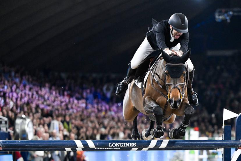 Belgian Pieter Devos with Casual Dv Z pictured in action during the FEI World Cup Jumping competition at the 'Vlaanderens Kerstjumping - Memorial Eric Wauters' equestrian event in Mechelen on Monday 30 December 2024. BELGA PHOTO TOM GOYVAERTS
