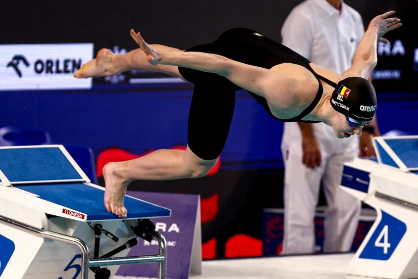Belgian Roos Vanotterdijk pictured in action during the women's 100m butterfly at the European Aquatics Short Course Swimming Championships in Lublin, Poland, on Thursday 04 December 2025. BELGA PHOTO NIKOLA KRSTIC