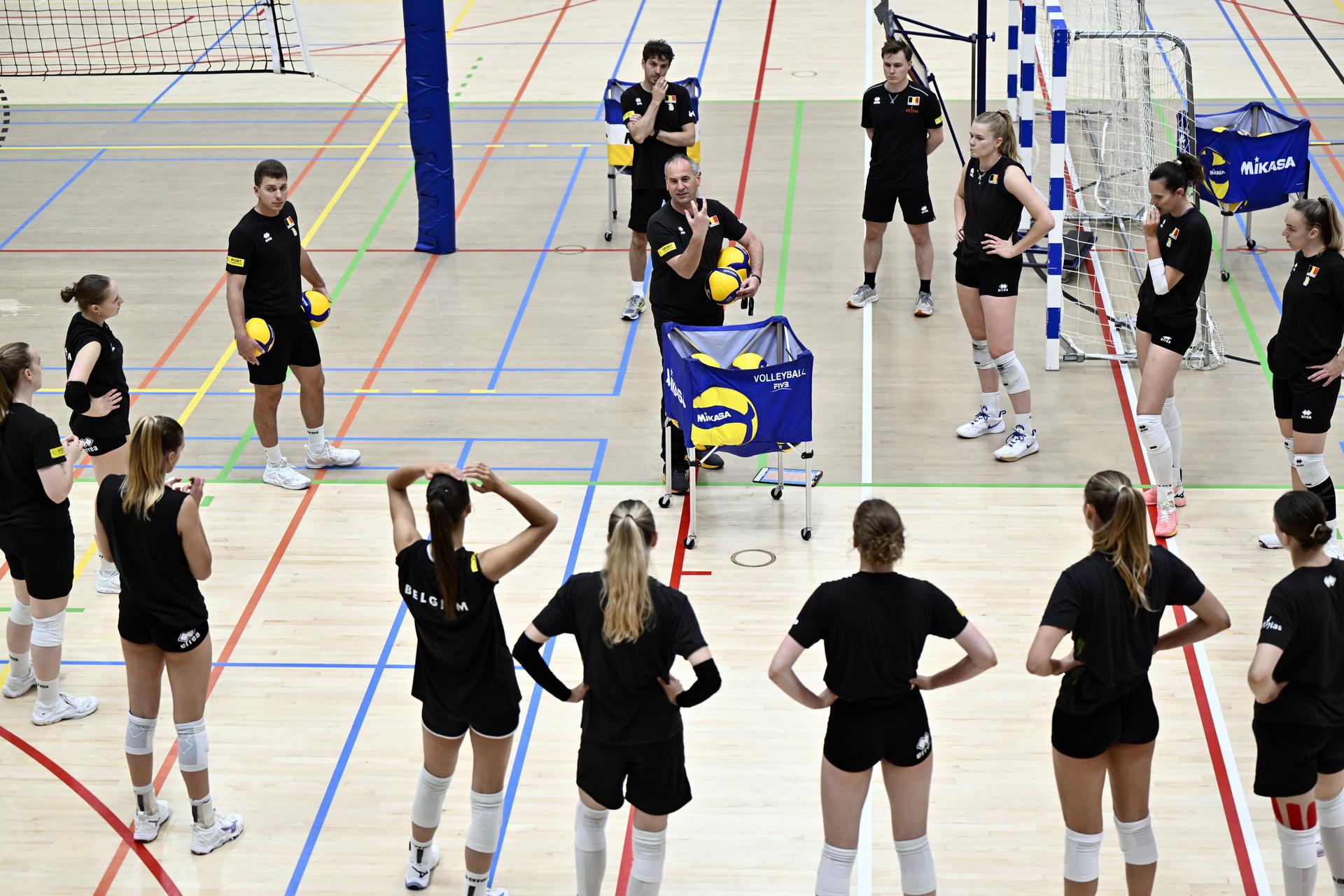 A training session of Belgian national women's volleyball team the Yellow Tigers is organized on Wednesday 28 May 2025 in Leuven. The team is preparing for the upcoming Nations League. BELGA PHOTO ERIC LALMAND