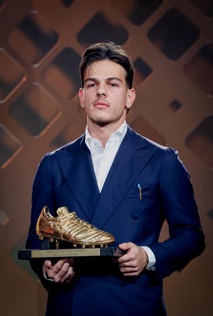 Former Club Brugge player Ardon Jashari  wins the 'Golden Shoe' during the 72nd edition of the 'Golden Shoe' award ceremony, in Middelkerke, Sunday 11 January 2026. The Golden Shoe (Gouden Schoen / Soulier d'Or) is an award for the best soccer player of the Belgian Jupiler Pro League championship during the calendar year 2025. BELGA PHOTO KURT DESPLENTER