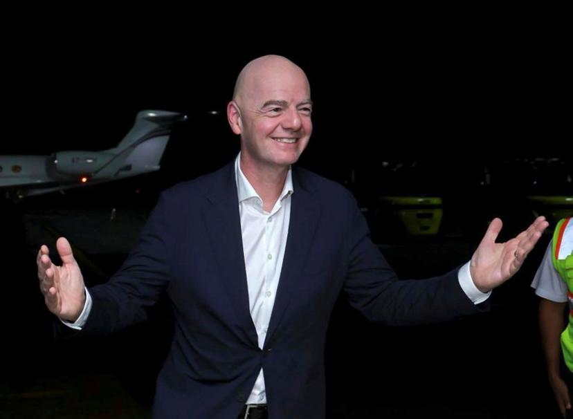 This handout picture released by the official El 19 Digital news outlet shows FIFA President Gianni Infantino gesturing upon his arrival at Managua International Airport on January 30, 2026. Infantino will take part in the 41st CONCACAF Congress, to be held on Sunday, February 1, with representatives from 41 member federations participating. CESAR PEREZ / El 19 DIGITAL / AFP