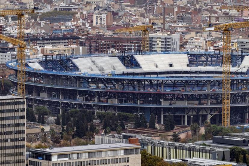 A picture taken on November 14, 2025 shows the ongoing construction of the new FC Barcelona's Camp Nou Stadium in Barcelona.  Josep LAGO / AFP