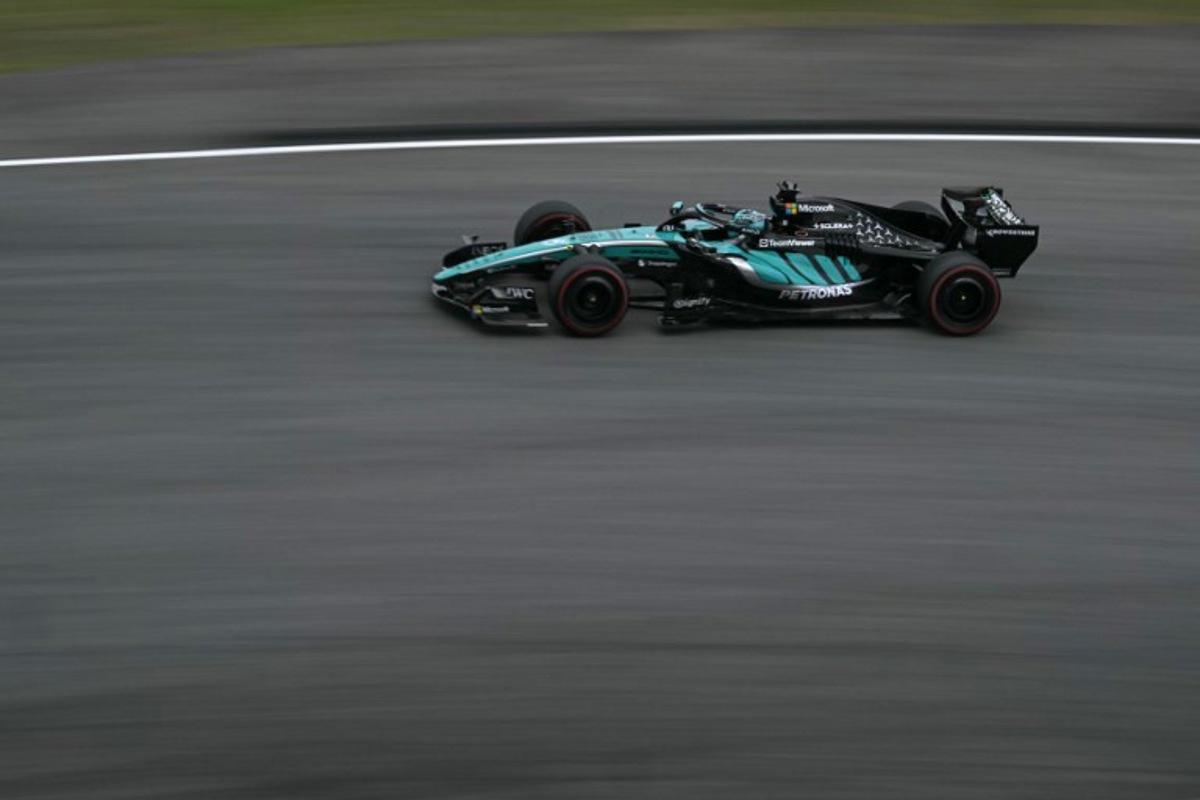 Mercedes' Italian driver Kimi Antonelli steers his car during the third practice session ahead of the Formula One Bahrain Grand Prix in Sepang on October 3, 2026.  Lillian SUWANRUMPHA / AFP
