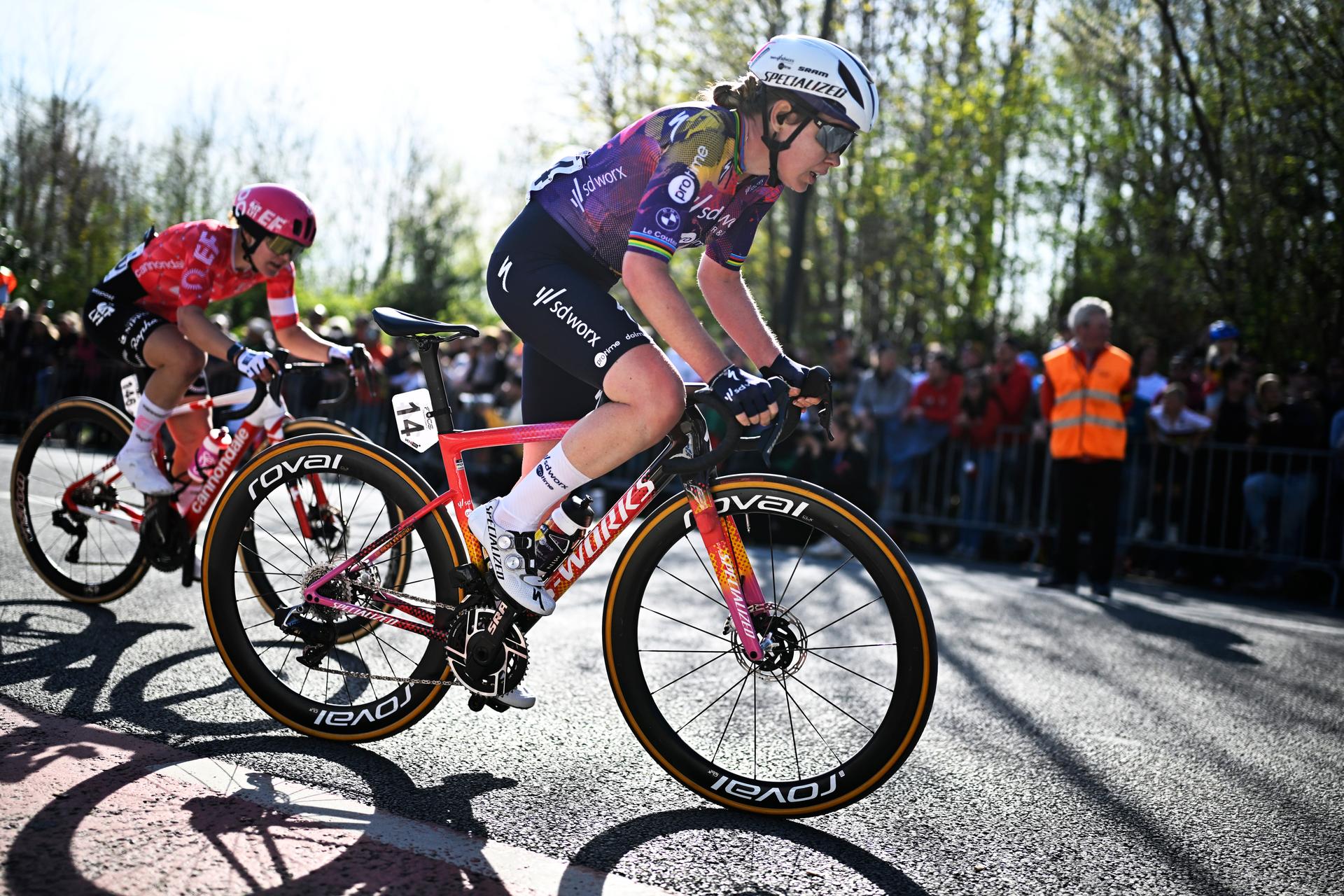 Dutch Anna van der Breggen of SD Worx-Protime pictured in action during the women's race of the 'Ronde van Vlaanderen/ Tour des Flandres/ Tour of Flanders' one day cycling race, 168,8k with start and finish in Oudenaarde, Sunday 06 April 2025. BELGA PHOTO JASPER JACOBS