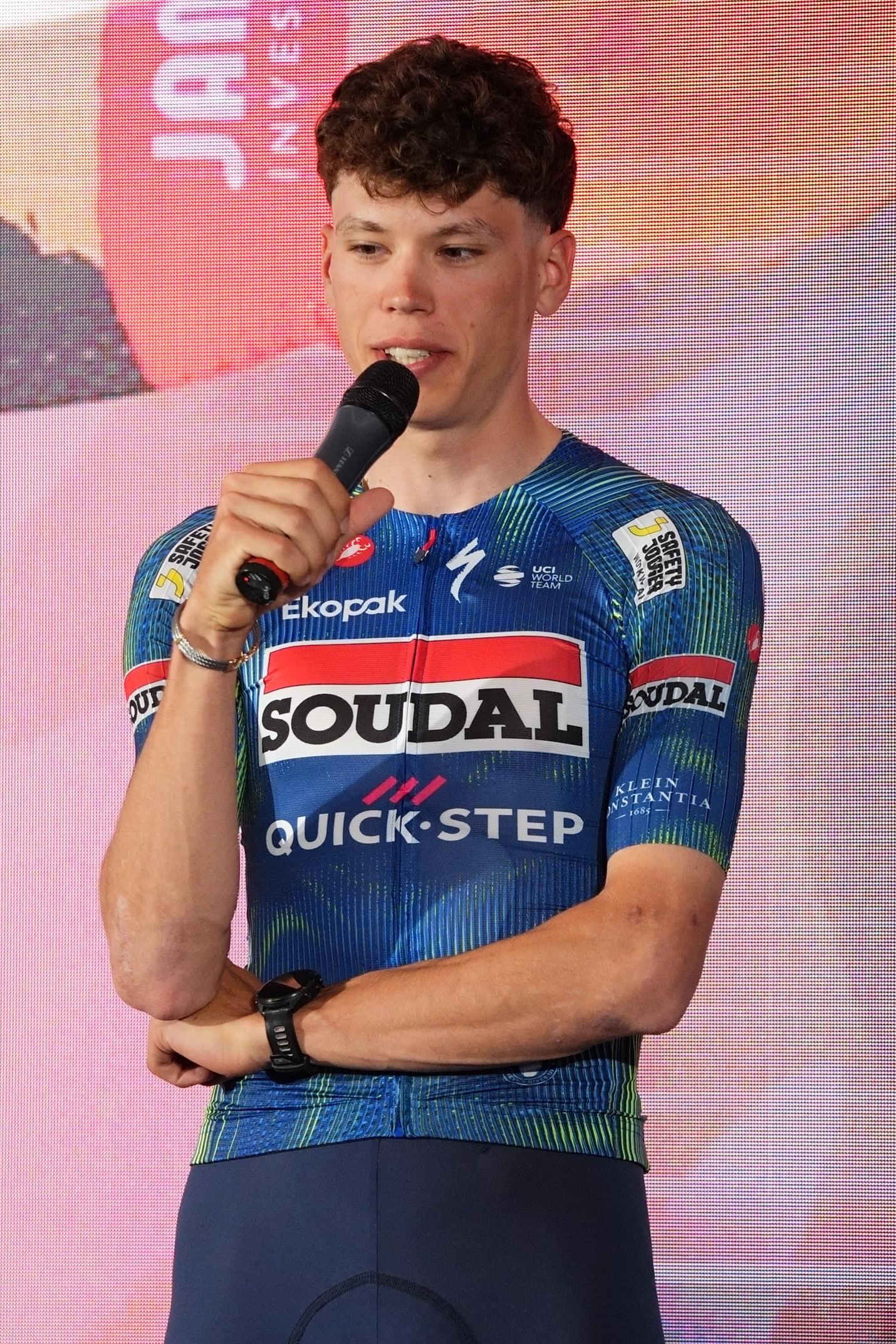 French Paul Magnier of Soudal Quick-Step pictured during the team presentation of the Soudal Quick-Step cycling team in Calpe, Spain, Thursday 08 January 2026. BELGA PHOTO JOMA GARCIA