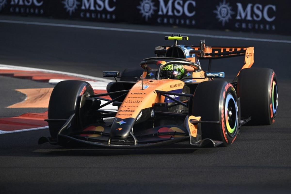 McLaren's British driver Lando Norris races during the second practice session of the Mexico City Formula One Grand Prix at the Hermanos Rodriguez racetrack in Mexico City on October 30, 2026.  Alfredo ESTRELLA / AFP