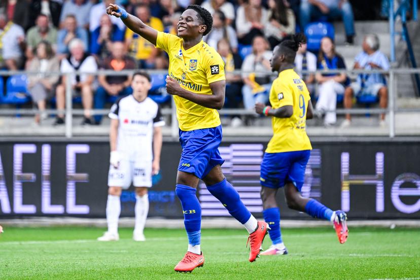 Beveren's Chris-Emmanuel Lokesa celebrates after scoring during a soccer match between SK Beveren and Sint-Truidense VV, Saturday 12 September 2026 in Beveren, on day 6 of the 2026-2027 'Jupiler Pro League' first division of the Belgian championship. BELGA PHOTO TOM GOYVAERTS