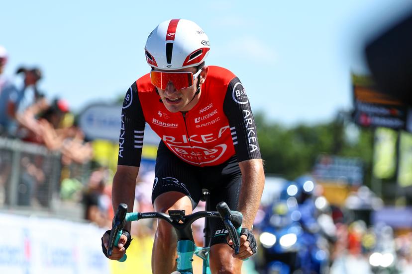 French Ewen Costiou of Arkea-BB Hotels pictured in action during stage seven of the 2025 Tour de France cycling, from Saint-Malo to Mur-de-Bretagne (194 km), on Friday 11 July 2025 in France. The 112th edition of the Tour de France starts on Saturday 5 July in Lille, France, and will finish in Paris, France on the 27th of July. BELGA PHOTO DAVID PINTENS
