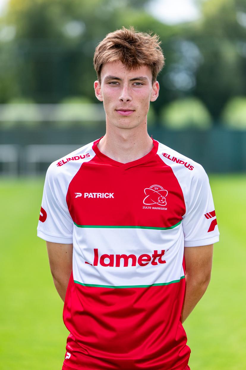 Essevee's Andres Labie poses for a portrait picture at the 2025-2026 photoshoot of Belgian Jupiler Pro League soccer team SV Zulte Waregem, Monday 14 July 2025 in Waregem. BELGA PHOTO KURT DESPLENTER