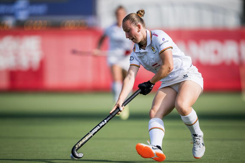 Belgium's Charlotte Englebert pictured in action during a hockey game between Belgian national team Red Panthers and Spain, match 11/16 in the group stage of the 2025 women's FIH Pro League, Tuesday 17 June 2025 in Antwerp. BELGA PHOTO JASPER JACOBS