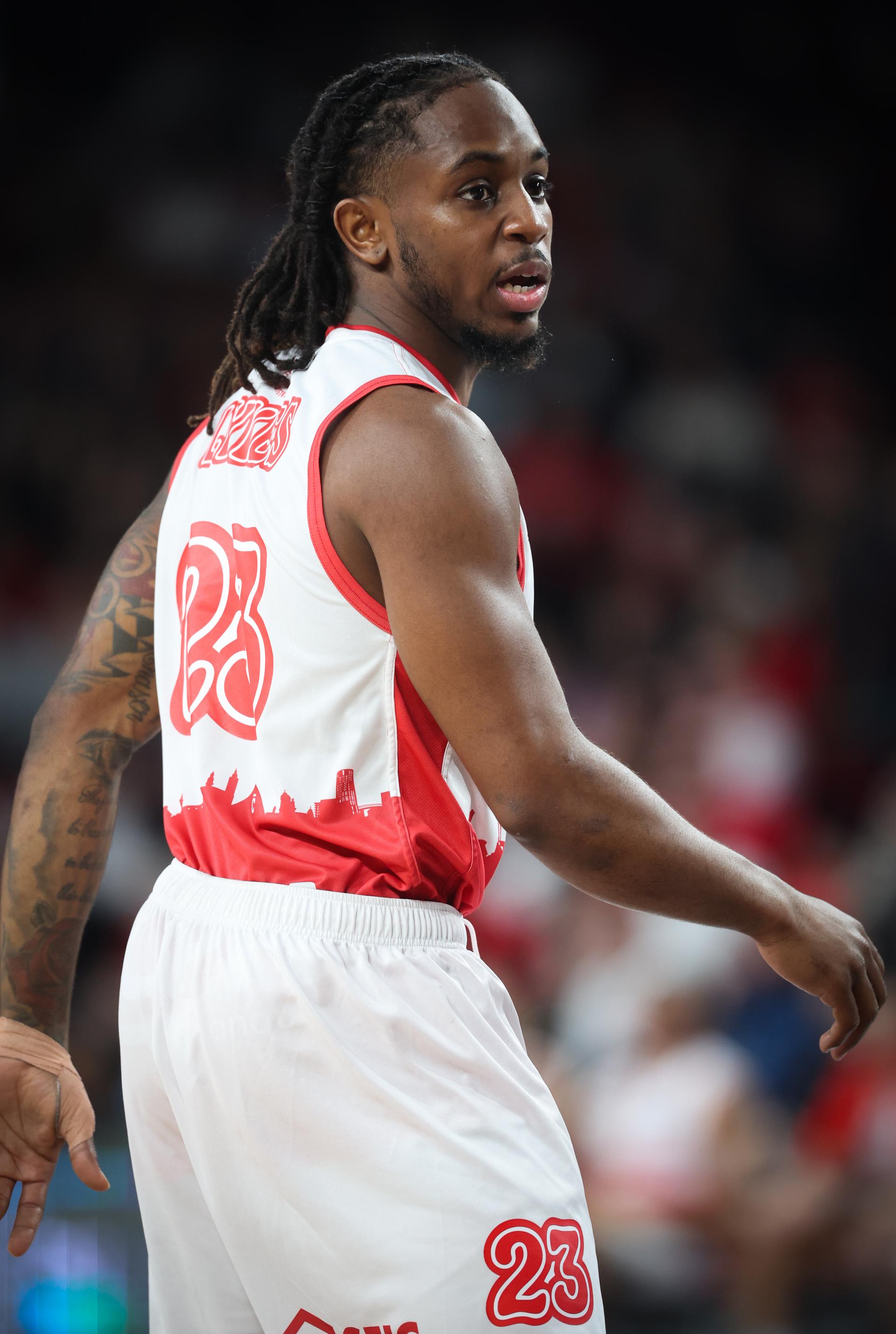 Spirou's Christopher Lykes pictured during a basketball match between Spirou Charleroi and BC Oostende, Friday 17 October 2025 in Charleroi, on day 4 of the 'BNXT League' Belgian/ Dutch first division basket championship. BELGA PHOTO VIRGINIE LEFOUR