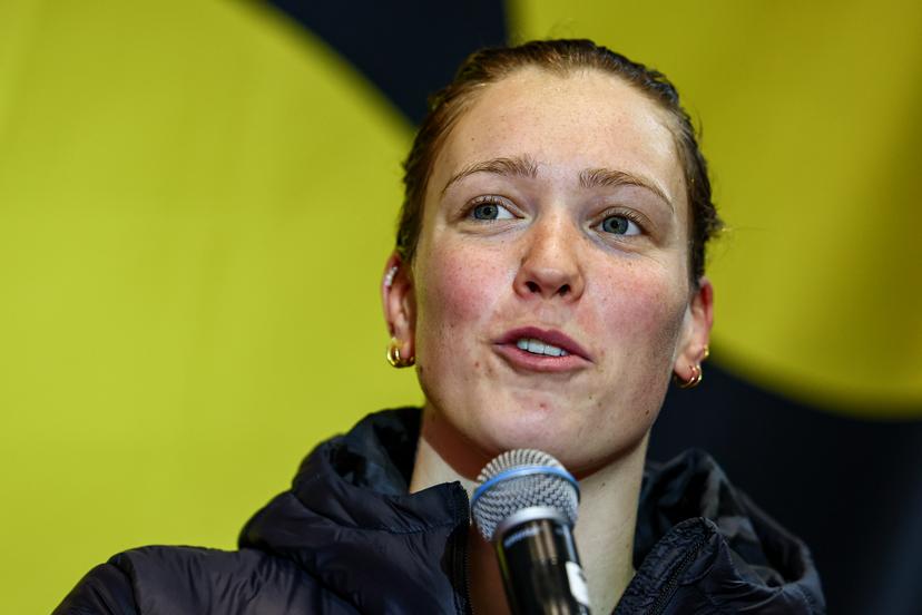 Belgian swimmer Florine Gaspard pictured during the Open Belgian Swimming Championships 2025 (25-27/04), in Antwerp, on Friday 25 April 2025. BELGA PHOTO DAVID PINTENS