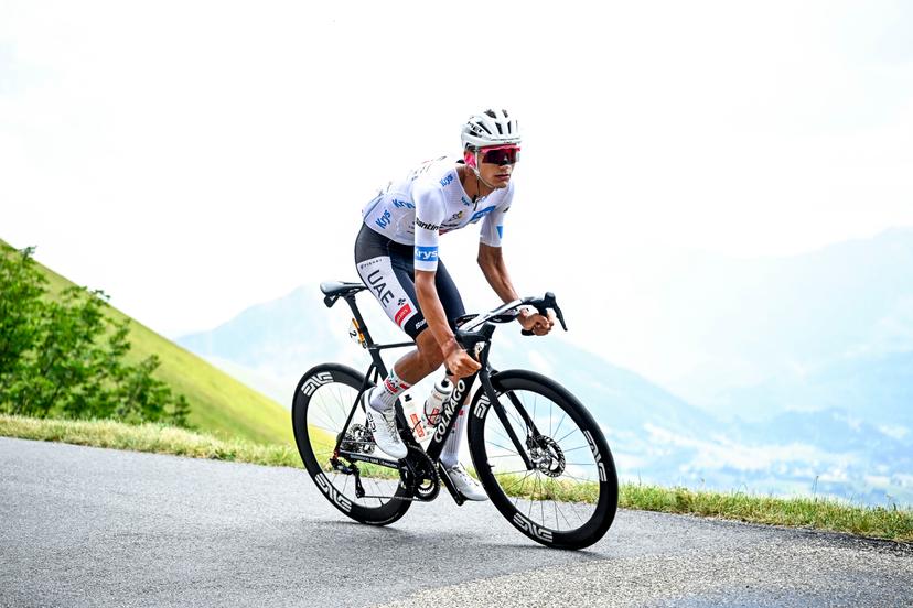 Mexican Isaac Del Toro of UAE Team Emirates XRG pictured in action during stage 20 of the 2026 Tour de France cycling race, a stage of 171km Le Bourg d'Oisans to Alpe d'Huez, on Saturday 25 July 2026. The 113th edition of the Tour de France starts on Saturday 4 July in Barcelona, Spain, and will finish in Paris, France on the 26th of July. BELGA PHOTO JASPER JACOBS