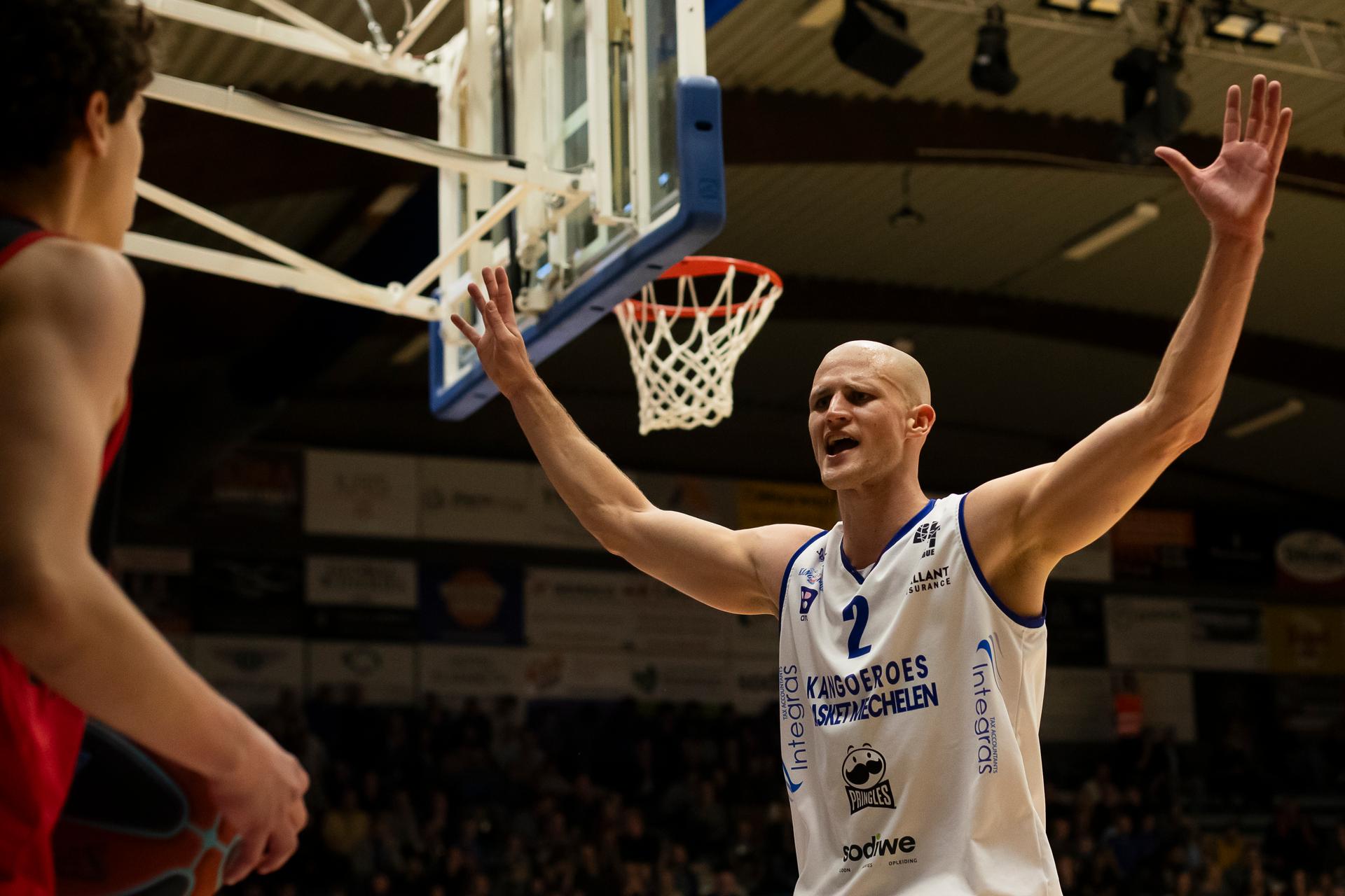 Mechelen's Yannick Dammen pictured during a basketball match between Kangoeroes Mechelen and Spirou Charleroi, Saturday 01 November 2025 in Mechelen, on day 6 of the 'BNXT League' Belgian/ Dutch first division basket championship. BELGA PHOTO KRISTOF VAN ACCOM