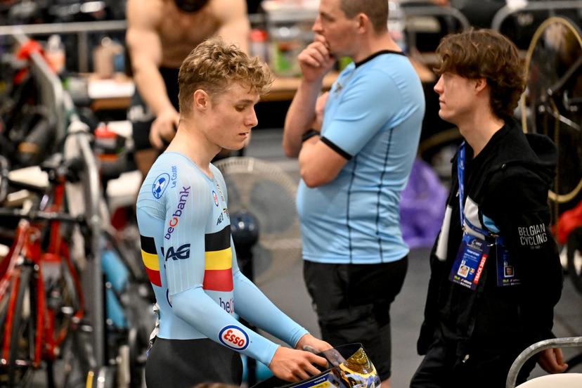 Belgian Tom Crabbe pictured during the 2025 UEC Track Elite European Championships, in Heusden-Zolder, Belgium, Thursday 13 February 2025. The European Championships take place from 12 to 16 February. BELGA PHOTO DIRK WAEM