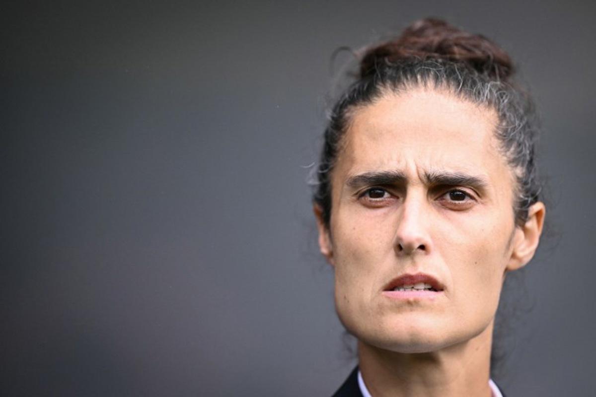 Spain's head coach Montse Tome looks on during the start of the UEFA Women's Euro 2025 final football match between England and Spain at the St. Jakob-Park Stadium in Basel, on July 27, 2025.  SEBASTIEN BOZON / AFP