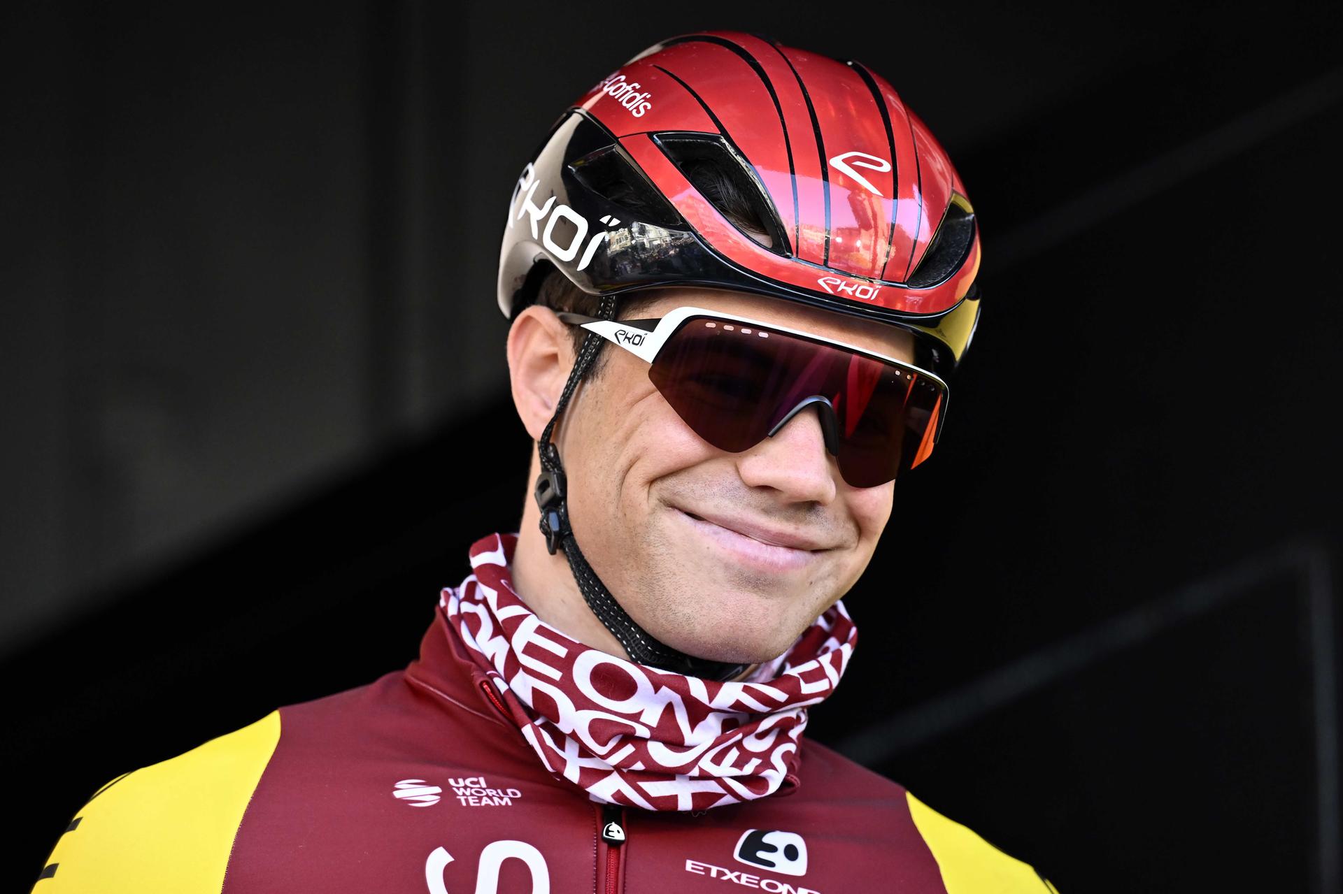Belgian Milan Fretin of Cofidis pictured during the team presentation ahead of the Kuurne-Brussels-Kuurne one day cycling race, 196,9 km from Kuurne to Kuurne via Brussels, Sunday 02 March 2025. BELGA PHOTO DIRK WAEM