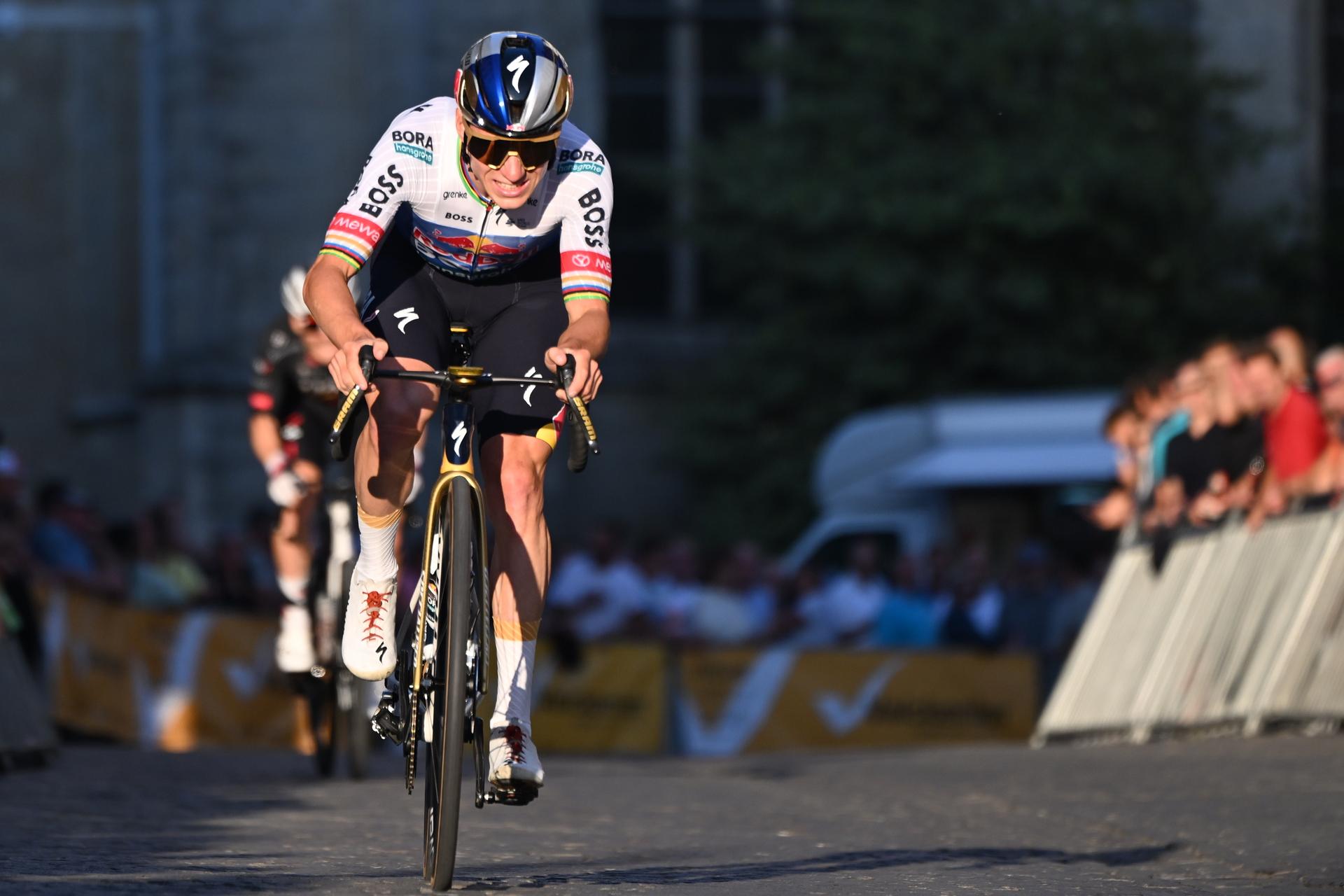 Belgian Remco Evenepoel of Red Bull-BORA-hansgrohe pictured in action during the 'Natourcriterium Aalst' cycling event, Monday 27 July 2026, in Aalst. The traditional 'criteriums' are local showcases for which mainly cyclists who rode the Tour de France are invited. BELGA PHOTO ELIAS ROM
