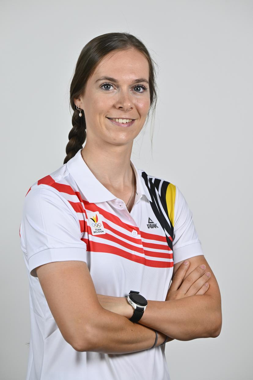 Athlete Sandrine Tas poses for the photographer during the annual training camp of Team Belgium (19-25/05), in Rio Maior, Portugal, Friday 23 May 2025. BELGA PHOTO ERIC LALMAND