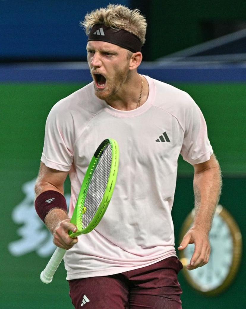 Spain's Alejandro Davidovich Fokina reacts between points against Spain's Rafael Jodar during their men's singles final match at the Shanghai Masters tennis tournament in Shanghai on October 18, 2026.  HECTOR RETAMAL / AFP