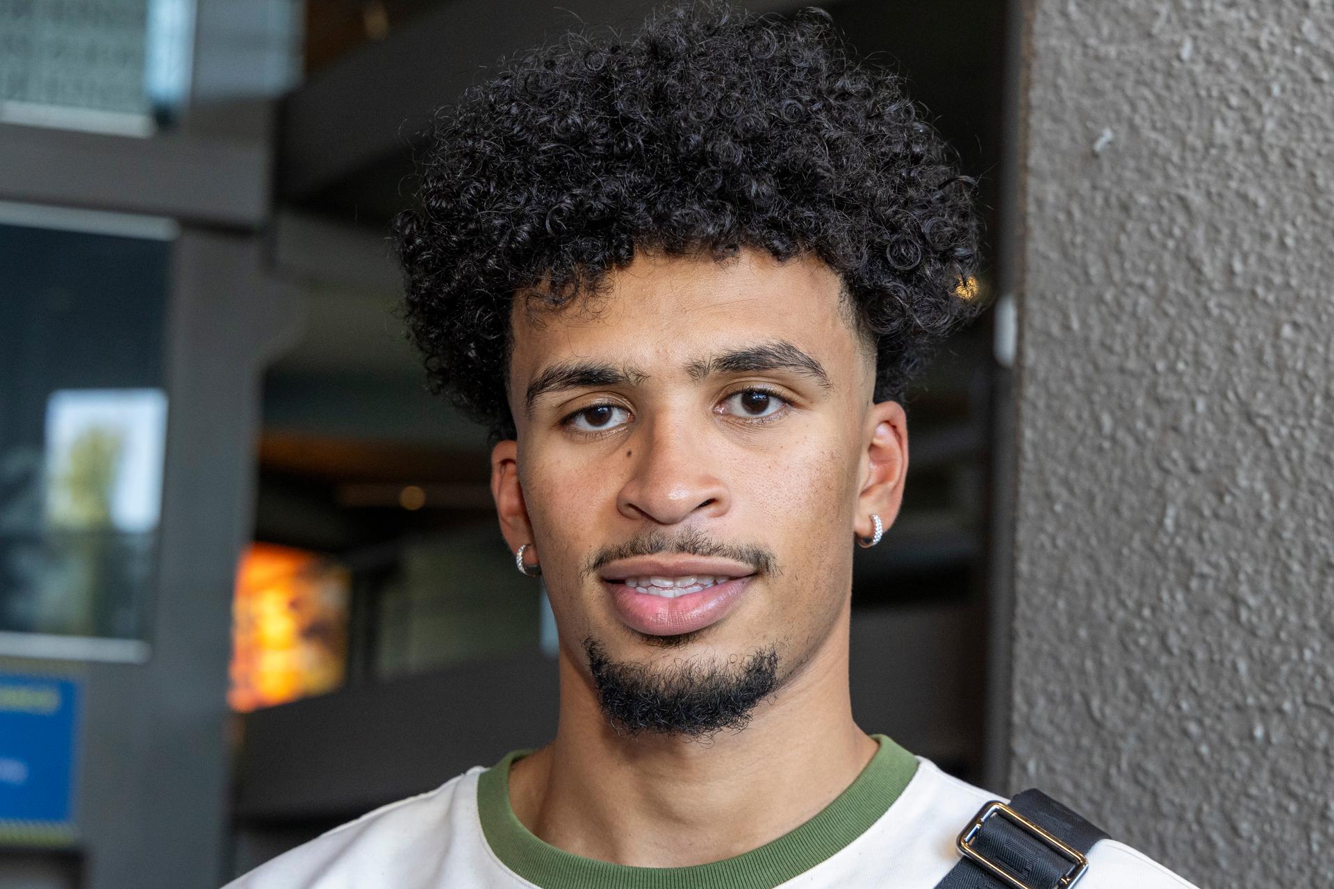 Belgian NBA-player Toumani Camara poses for the photographer at a press vision and avant-premiere of the documentary 'The Belgian Dream', at Kinepolis cinema complex in Brussels, Monday 29 July 2024. BELGA PHOTO NICOLAS MAETERLINCK