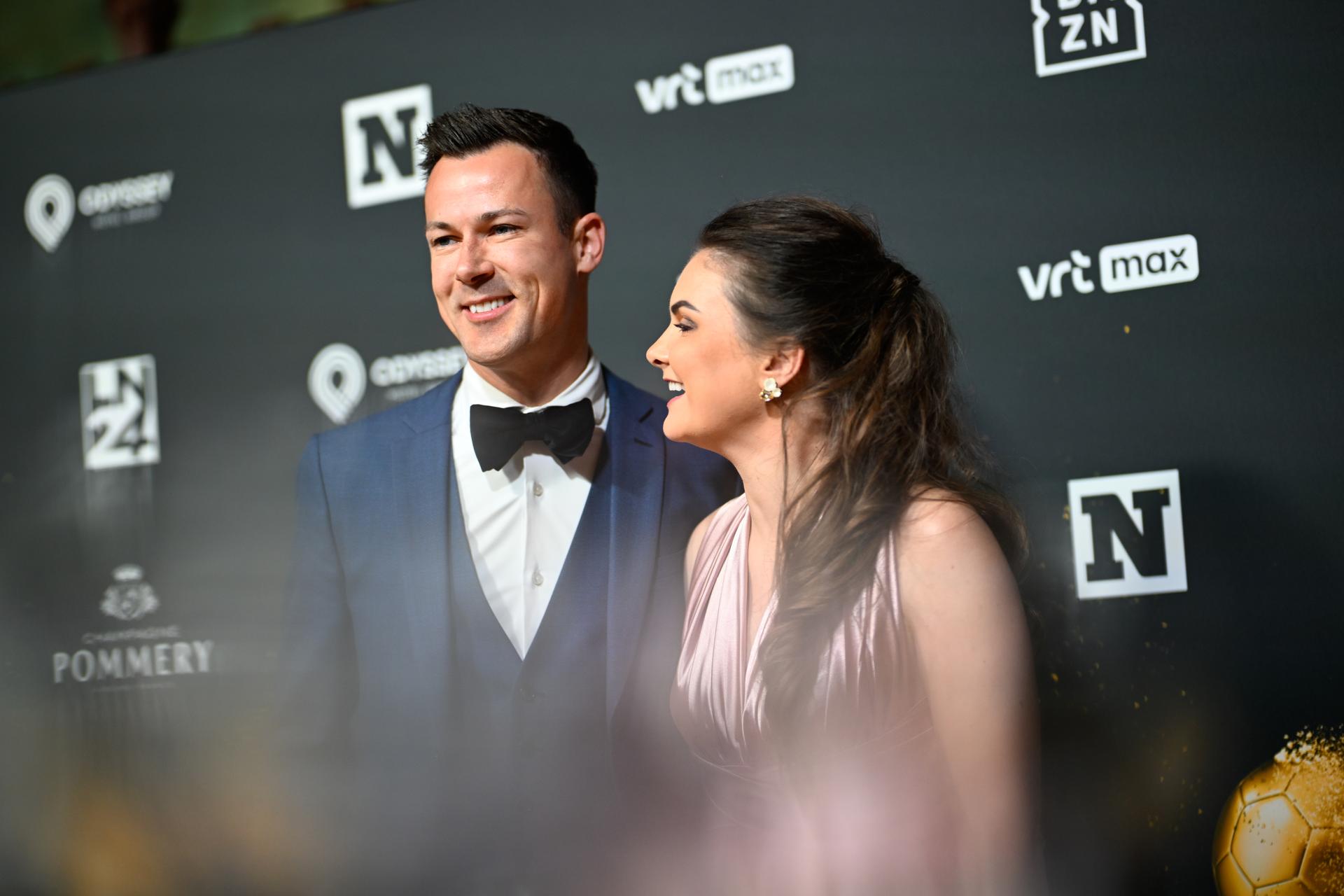 referee Bram Van Driessche and his partner pictured during the Pro League Awards 2025, for the best players in the 1st and 2nd divisions of the 2024_2025 Belgian soccer championships, Monday 26 May 2025 in Antwerp. BELGA PHOTO JASPER JACOBS
